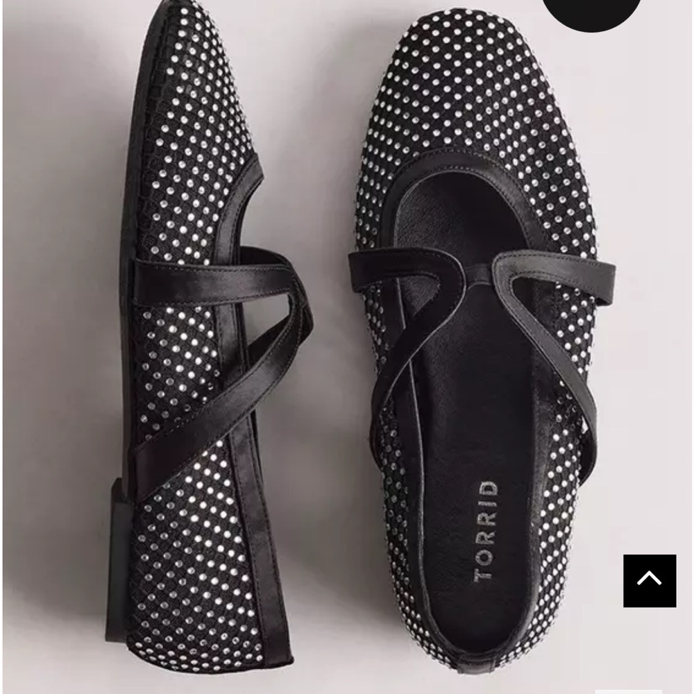 Torrid Black Mesh and Rhinestone Mary Jane flats